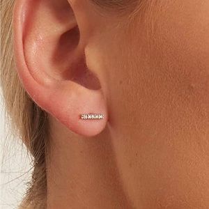 14K Gold AAAAA+ CZ Small Bar Stud Earrings Baby Child Teen Adult High Quality